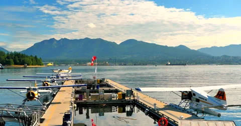 Wide Angle view of Sea Plane Terminal, Vancouver Harbour, Canada Stock-Footage 60958361