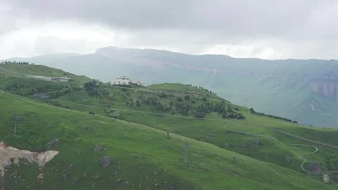 Wide Angle View of Shahdag Mountain Resort from Cable Car – Foggy 4K Footage Видео 321706866