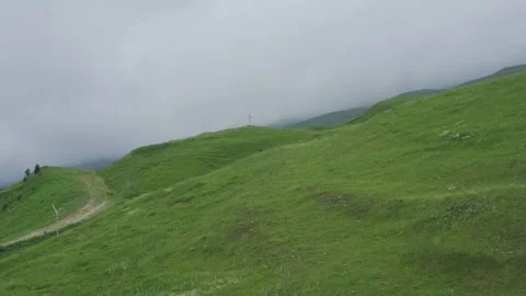 Wide Angle View of Shahdag Mountain Resort from Cable Car – Foggy 4K Footage Видео 321706946