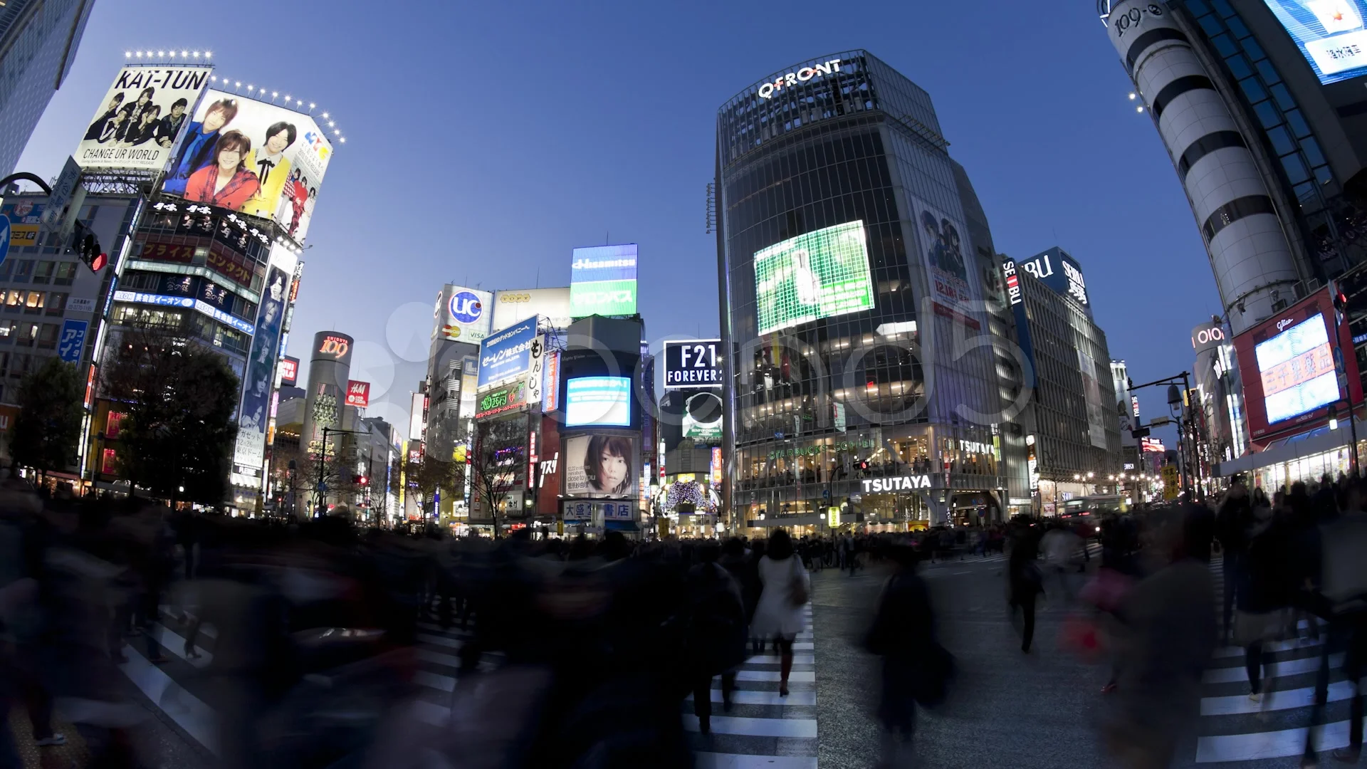 Wide Angle View Of Shibuya Crossing Tok Stock Video Pond5