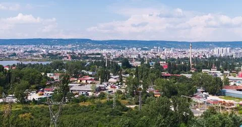 A wide-angle view showcasing a vibrant Varna cityscape, Bulgaria Stock Photos