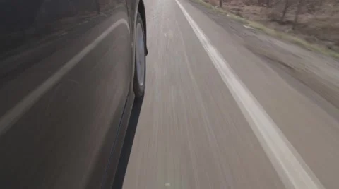 Wide angle view of side of driving car Stock Footage 52242203