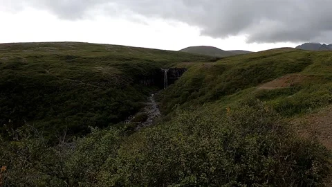 Wide angle view of Svartifoss waterfall in Skaftafell national park Stock Footage 334234314