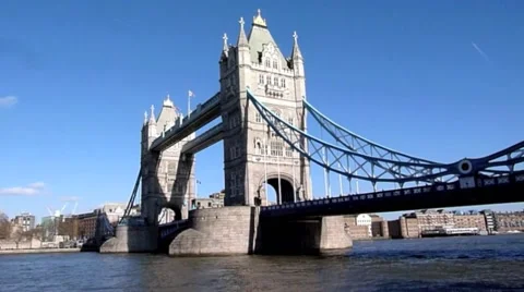 Wide angle view of Tower Bridge in  London in the  United Kingdom2 Video stock 47275749