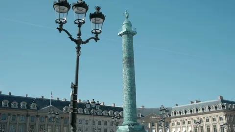 Wide Angle View Tracking Right Place Vendome Column Ritz Hotel Paris Stock Footage 92190352