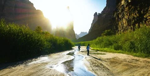 Wide angle view of valley Stock Photos