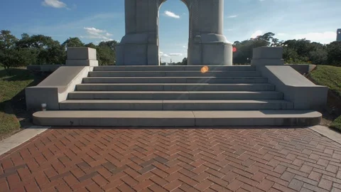 Wide angle view view of Sam Houston monument at Hermann park in Houston, Texas Stock Footage 96570162