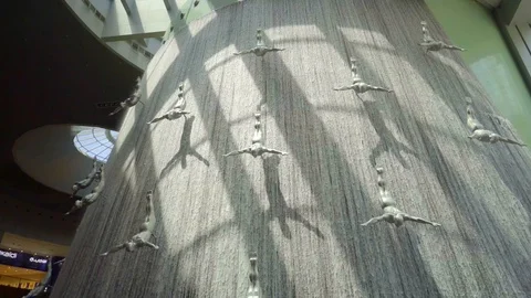 Wide angle view of  Waterfall at Dubai Mall Stock Footage 108427968