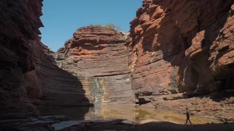 Wide-Angle View of Waterfall Pool – Joffre Gorge, Karijini WA Stock Footage 316215931
