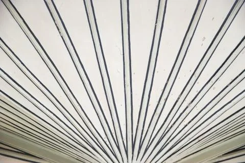 A wide-angle view of a white ceiling historic building lines pattern. Stock Photos