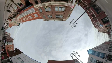 Wide Angle Virtual Tour Downtown Through Quebec City Stock Footage 89821358