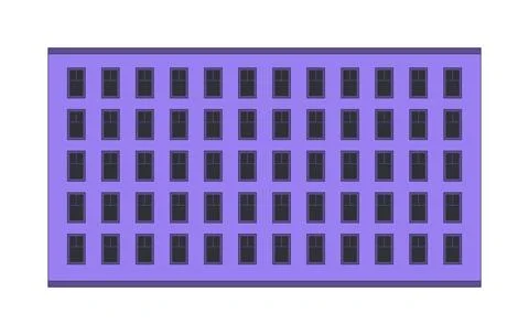 Wide apartment complex home architecture 2D cartoon object Stock Illustration