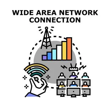 Wide area network connection global communication concept Stock Illustration