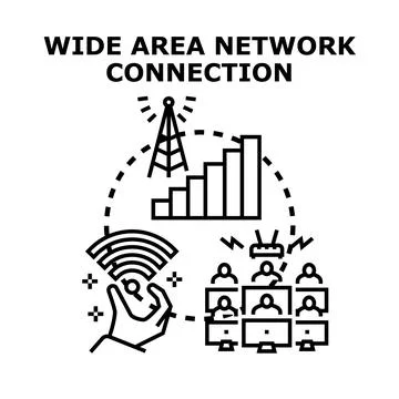 Wide area network connection global communication concept Stock Illustration