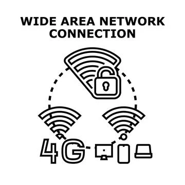 Wide area network connection secure global technology Stock Illustration