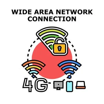 Wide area network connection secure global technology Stock Illustration