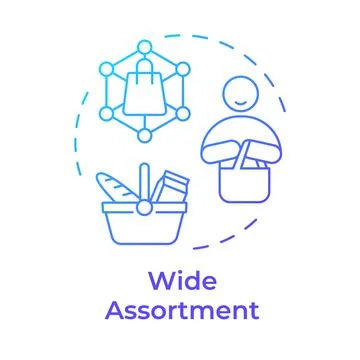 Wide assortment blue gradient concept icon Stock Illustration