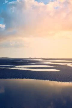 Wide beach of Saint Peter-Ording in northern Germany Stock Photos