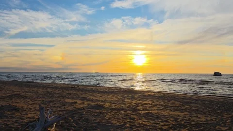 Wide Beach Sunset Sundog Stock Footage 337524139