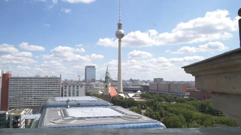 Wide of Berlin TV Tower from the Berlin Cathedral on sunny day in Germany Stock-Footage 284489864
