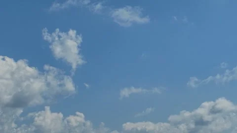 Wide Blue Sky with Scattered Clouds, Copy Space Stock Footage 346734610