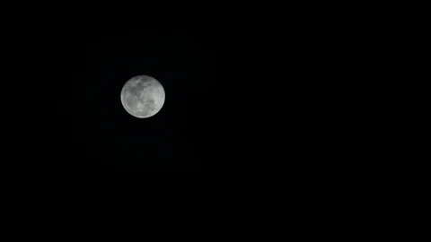 Wide Bright White Full Moon Behind Slow Moing Clouds Stock-Footage 100959605