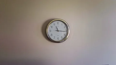 Wide of Clock Ticking On Wall Stock Footage 196741238