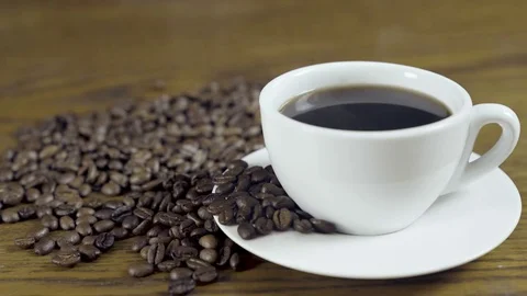 Wide close up coffee cup Stockbeeldmateriaal 83720572