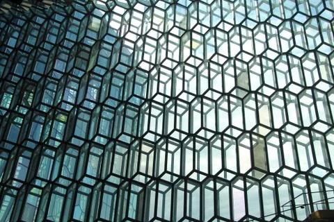 Wide closeup shot of rectangle cube shaped 3D windows Stock Photos