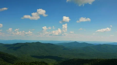 Wide, Clouds over the Blue Ridge Mountains of North Carolina, time lapse Stock Footage 113713501