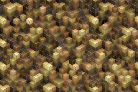 Wide continuous  3D cubic abstract pattern Stock Illustration