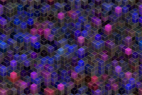 Wide continuous  3D cubic abstract pattern 스톡 일러스트