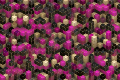 Wide continuous  3D cubic abstract pattern Stock Illustration
