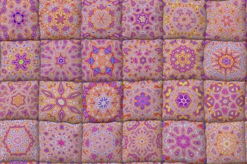 Wide continuous pattern  of quilt blanket イラスト素材
