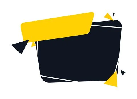 Wide dark blue rectangle banner, Horizontal text template with yellow label,  Illustrazione stock