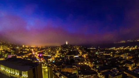 A Wide Day-to-Night Time Lapse of San Francisco Stock Footage 74602597