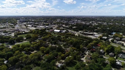 Wide Denton Cityscape across Tree Filled Neighborhoods Stock-Footage 97702640