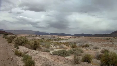 Wide Desert Landscape with Stormy Clouds near Death Valley Video stock 85220244