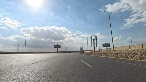 Wide Desert Road Between Cairo and Ain Sokhna Showing Steady Traffic Movement Video stock 330039708