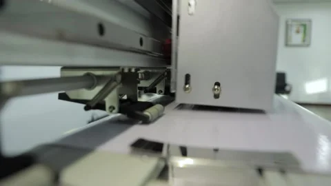 Wide digital printing on self adgesive film. Flex printing machine Stock Footage 146837083