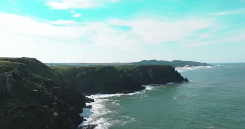 Wide distance drone shot showcasing the dramatic East London South Africa Video stock 326365059