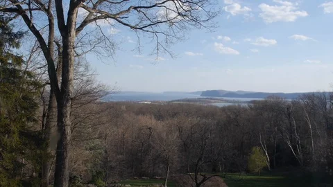 Wide distant view of Hudson River Stock Footage 129908252