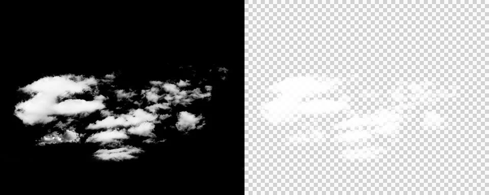 Wide Dramatic Cloudscape PNG Overlay on Transparent and Black Background Stock Illustration