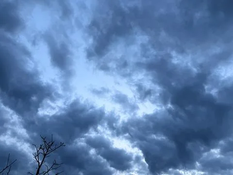 Wide Dramatic Storm Clouds Above Houses Stock-Fotos