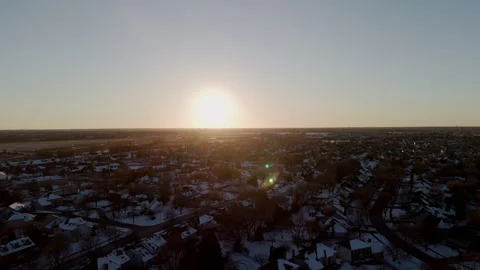 Wide drone aerial panoramic view of the Naperville suburb covered with Stock Footage 306366966