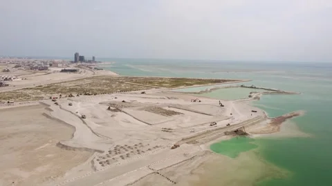 Wide Drone View of Al Khobar Coastal Construction Project Stock Footage 340657913