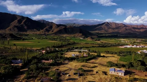 Wide Drone View of Cachi Valley Mountains in Daylight Argentina Stock Footage 332229676