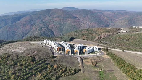 Wide Drone View of Forest and Residential Site Video stock 311322401