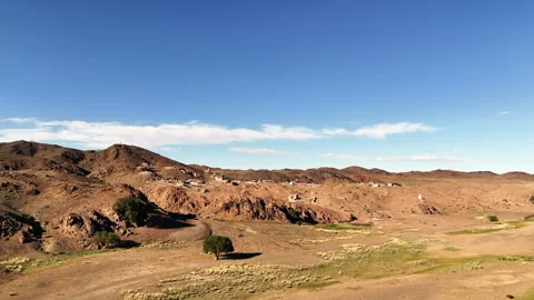 Wide Drone View of Monasteries and Rural Settlements in Dundgovi, Mongolia Stock Footage 346891279