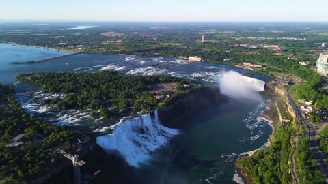 Wide Drone View of Niagara Falls and Niagara Gorge 스톡 동영상 337401556